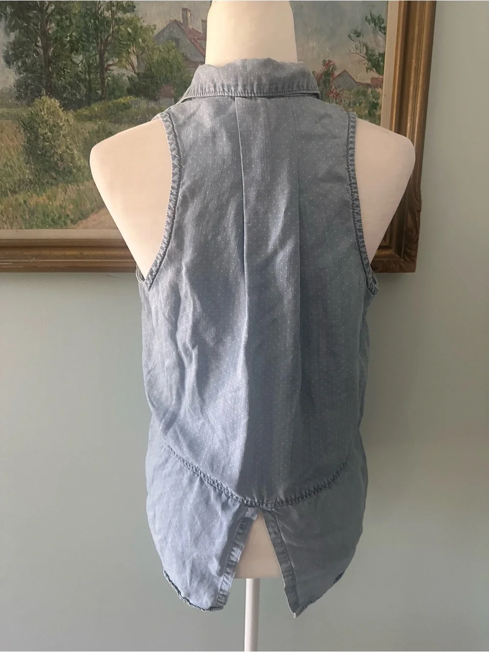 cloth & stone Light Blue Sleeveless Button-Up Chambray Top